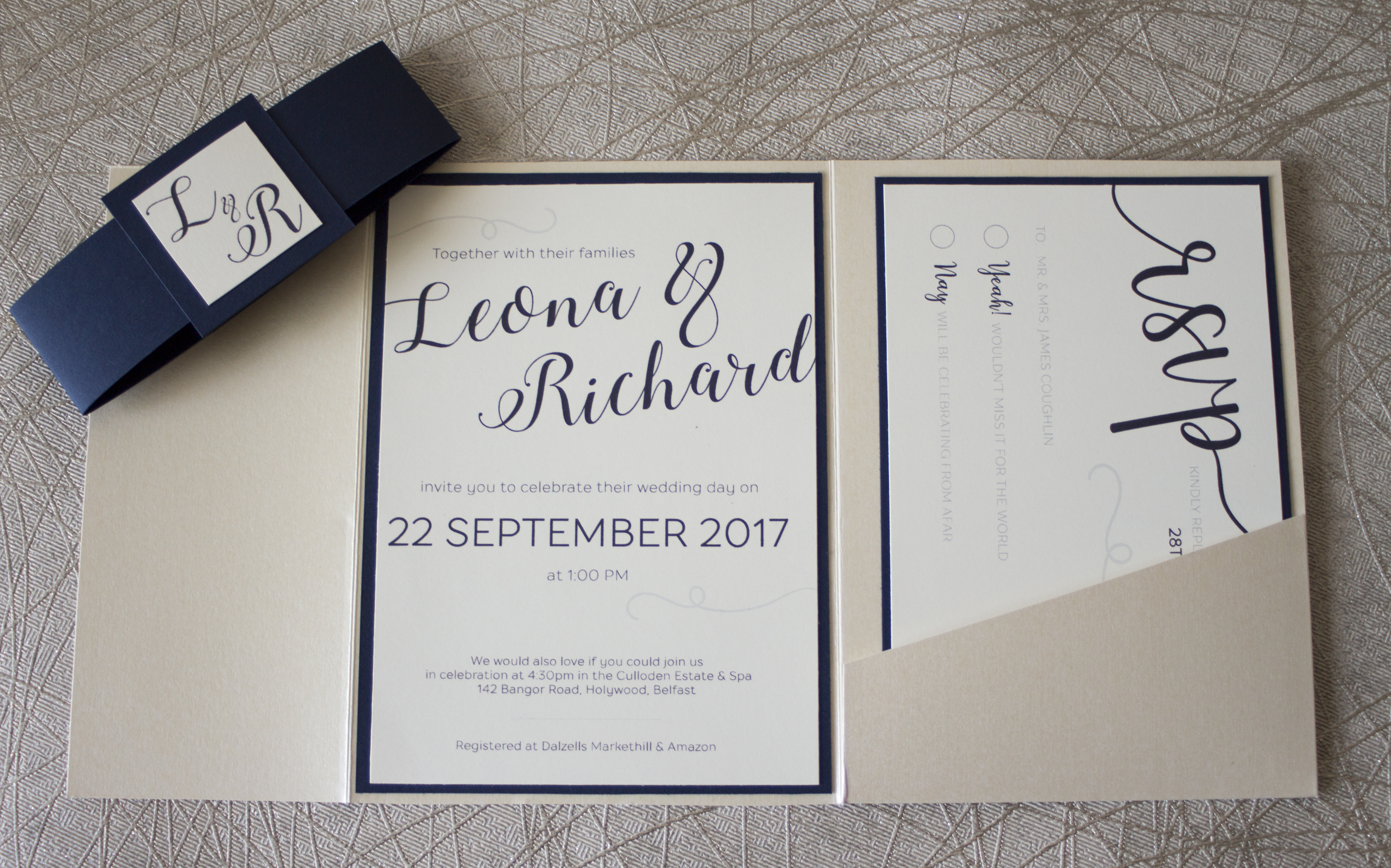 Sample wedding of Leona & Richard - main invite 2